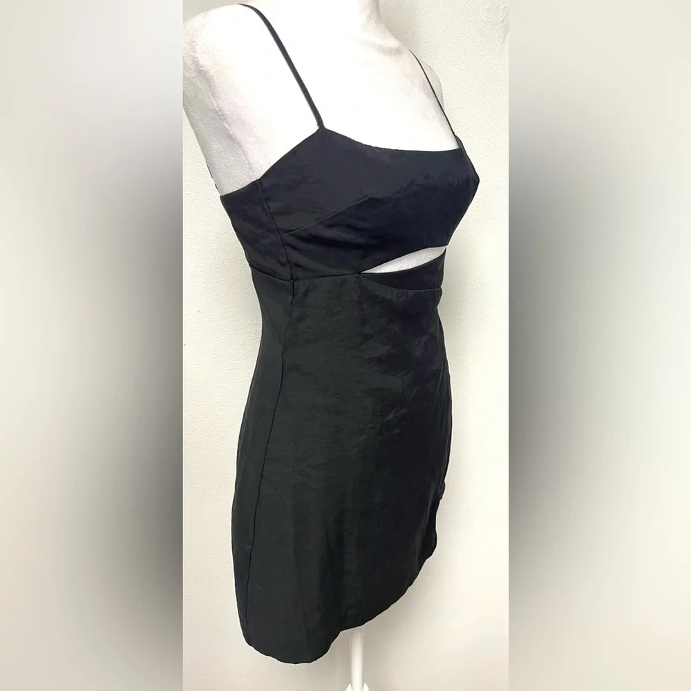 ZARA LINEN BLEND CUT OUT BLACK  JUMPSUIT WRAP DRESS  SIZE XS